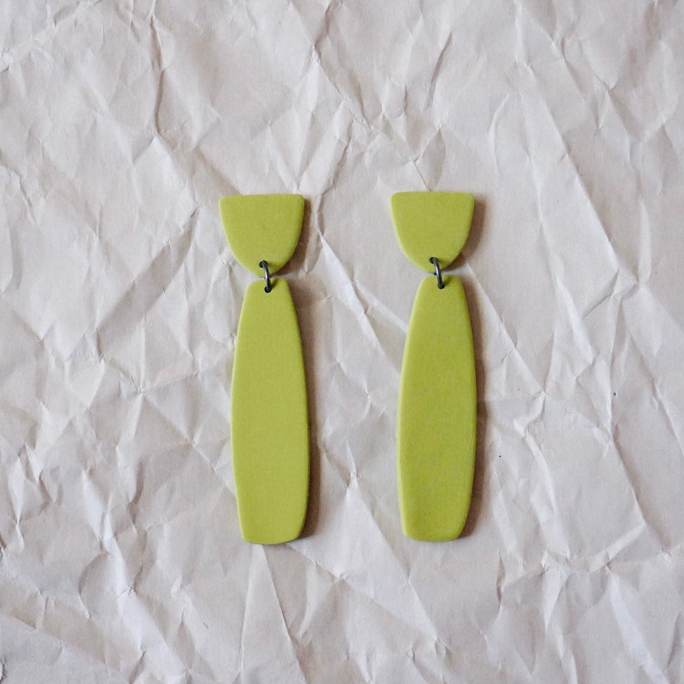 Louise Elongated Earrings in Chartreuse